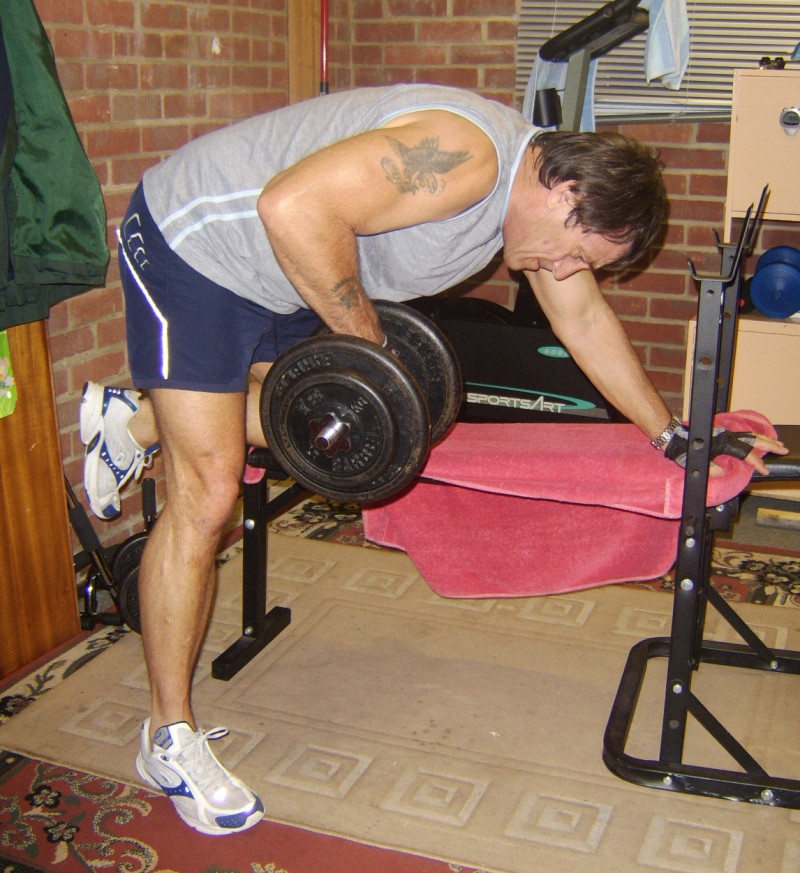 Bent over one-armed rowing - a great exercise to build Lats.